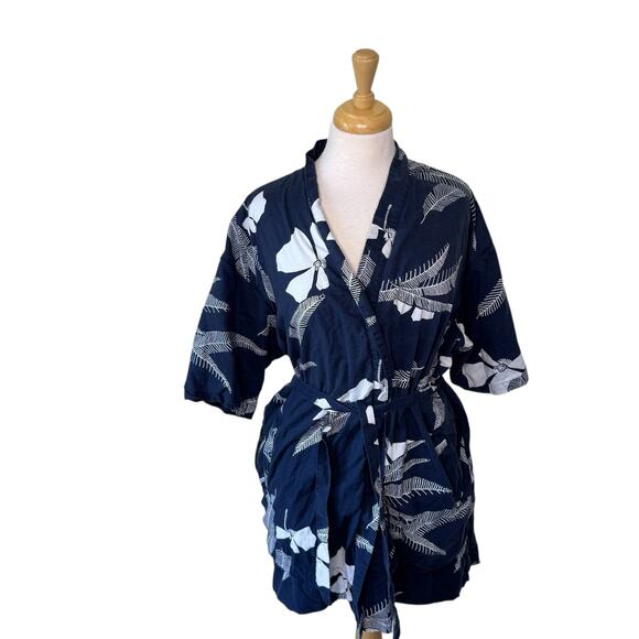 CALIFORNIA COWBOY Women's La Sirena Robe Vintage Floral Farallon Navy XS/S - Picture 1 of 8